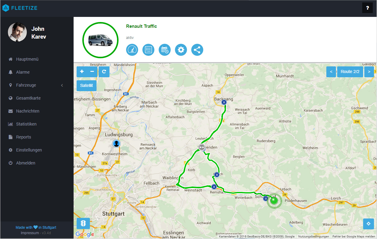 Live-Ortung auf der Google Maps